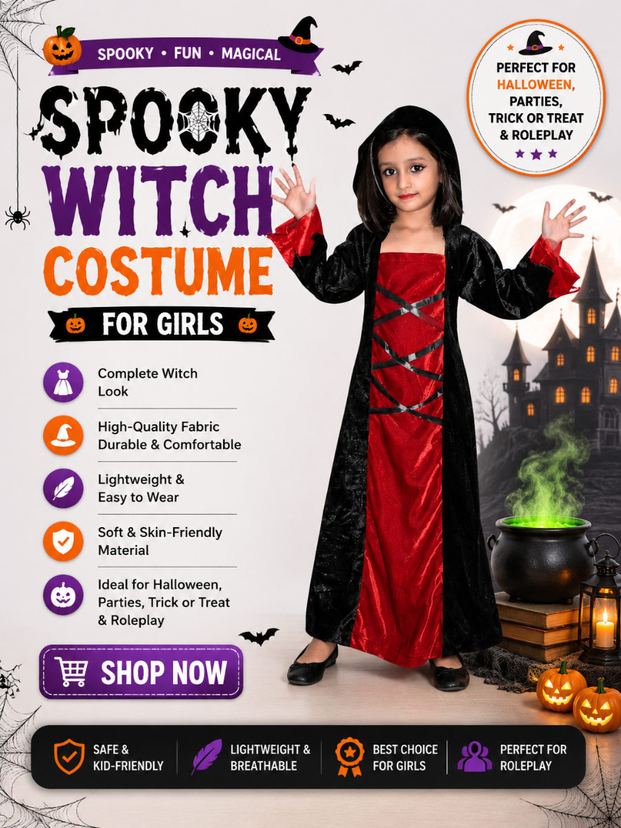 Spooky Witch Costume For GIrls