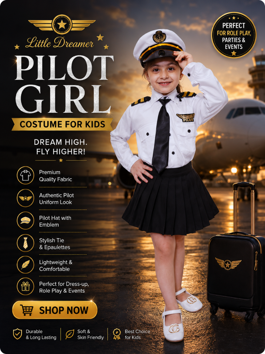 Pilot Girls Fancy Dress Costume